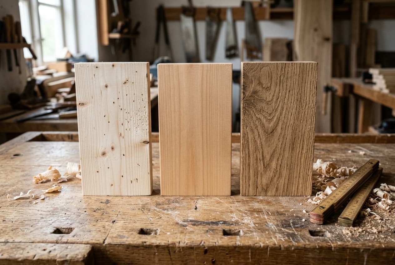 Holzauswahl in der Werkstatt: Fichte, Hemlock und Eiche