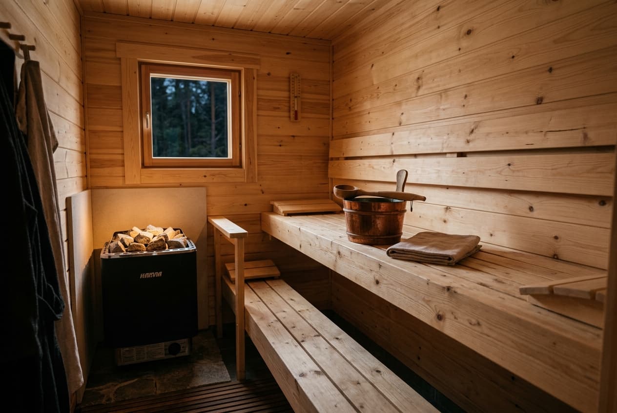 Finnische Sauna — Nordische Fichte · Element- oder Massivbau